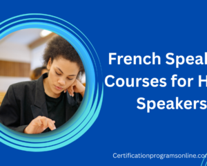 Blue Image with a girl studying and French Speaking Courses for Hindi Speakers written on it